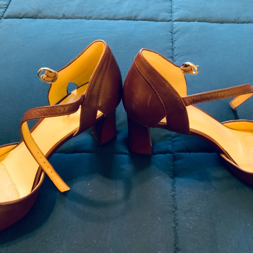 Alex Marie Women's Burgundy Leather Ankle-Strap Pumps - Picture 2 of 7